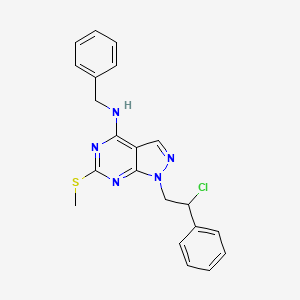 molecular formula C21H20ClN5S B3278557 N-benzyl-1-(2-chloro-2-phenylethyl)-6-(methylthio)-1H-pyrazolo[3,4-d]pyrimidin-4-amine 