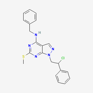 B3278557 N-benzyl-1-(2-chloro-2-phenylethyl)-6-(methylthio)-1H-pyrazolo[3,4-d]pyrimidin-4-amine CAS No. 679805-36-8