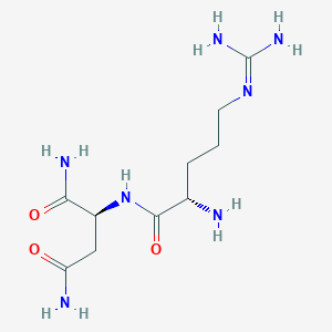 molecular formula C10H21N7O3 B3278596 (2S)-2-[[(2S)-2-amino-5-(diaminomethylideneamino)pentanoyl]amino]butanediamide CAS No. 68040-98-2