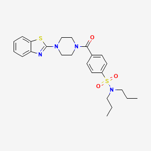 molecular formula C24H30N4O3S2 B3278639 4-(4-(benzo[d]thiazol-2-yl)piperazine-1-carbonyl)-N,N-dipropylbenzenesulfonamide CAS No. 681158-73-6