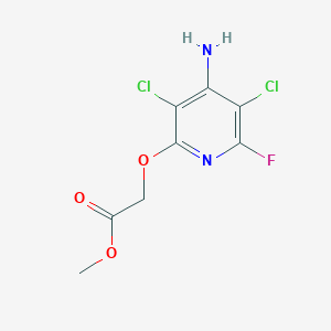molecular formula C8H7Cl2FN2O3 B3279362 Acetic acid, (4-amino-3,5-dichloro-6-fluoro-2-pyridinyl)oxy-, methyl ester CAS No. 69184-17-4