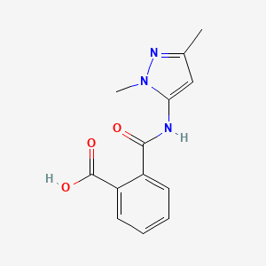 molecular formula C13H13N3O3 B3279366 Benzoic acid, 2-[[(1,3-dimethyl-1H-pyrazol-5-yl)amino]carbonyl]- (9CI) CAS No. 691850-55-2
