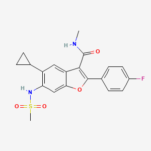 molecular formula C20H19FN2O4S B3279368 5-cyclopropyl-2-(4-fluorophenyl)-N-methyl-6-(methylsulfonamido)benzofuran-3-carboxamide CAS No. 691856-35-6