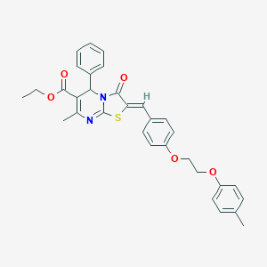 molecular formula C32H30N2O5S B327962 ethyl 7-methyl-2-{4-[2-(4-methylphenoxy)ethoxy]benzylidene}-3-oxo-5-phenyl-2,3-dihydro-5H-[1,3]thiazolo[3,2-a]pyrimidine-6-carboxylate 