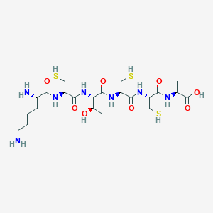 molecular formula C22H41N7O8S3 B3279623 Lys-Cys-Thr-Cys-Cys-Ala CAS No. 69557-39-7