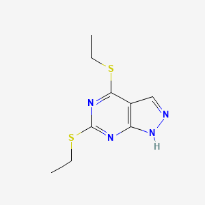 molecular formula C9H12N4S2 B3279781 4,6-Bis(ethylthio)-1H-pyrazolo[3,4-d]pyrimidine CAS No. 70011-73-3