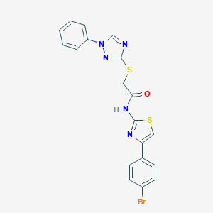 molecular formula C19H14BrN5OS2 B328024 N-[4-(4-bromophenyl)-1,3-thiazol-2-yl]-2-[(1-phenyl-1H-1,2,4-triazol-3-yl)thio]acetamide 