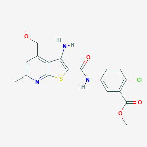 molecular formula C19H18ClN3O4S B328032 METHYL 5-[3-AMINO-4-(METHOXYMETHYL)-6-METHYLTHIENO[2,3-B]PYRIDINE-2-AMIDO]-2-CHLOROBENZOATE 