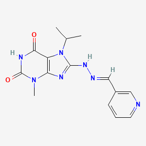 (E)-7-isopropyl-3-methyl-8-(2-(pyridin-3-ylmethylene)hydrazinyl)-1H-purine-2,6(3H,7H)-dione