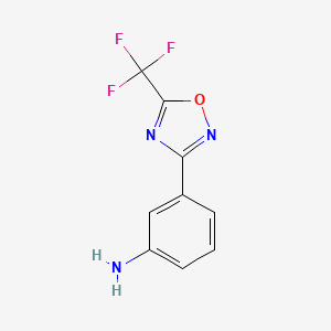 molecular formula C9H6F3N3O B3280570 3-(5-(Trifluoromethyl)-1,2,4-oxadiazol-3-yl)aniline CAS No. 71754-23-9