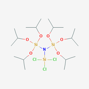 molecular formula C18H42Cl3NO6Si3 B3282840 Silanamine, 1,1,1-trichloro-N,N-bis[tris(1-methylethoxy)silyl]- CAS No. 758-53-2
