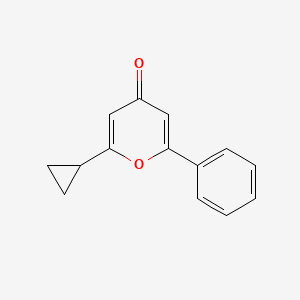 molecular formula C14H12O2 B3283132 2-Cyclopropyl-6-phenyl-4H-pyran-4-one CAS No. 76209-47-7