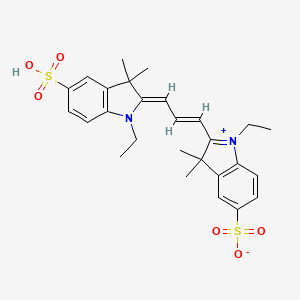 molecular formula C27H32N2O6S2 B3283299 1-Ethyl-2-((3-(1-ethyl-3,3-dimethyl-5-sulfoindolin-2-ylidene)prop-1-en-1-yl)-3,3-dimethyl-3H-indol-1-ium-5-sulfonate CAS No. 765265-69-8