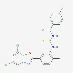 molecular formula C23H17Cl2N3O2S B328534 N-[[5-(5,7-dichloro-1,3-benzoxazol-2-yl)-2-methylphenyl]carbamothioyl]-4-methylbenzamide 