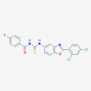 molecular formula C21H12Cl2FN3O2S B328555 N-[[2-(2,4-dichlorophenyl)-1,3-benzoxazol-5-yl]carbamothioyl]-4-fluorobenzamide 