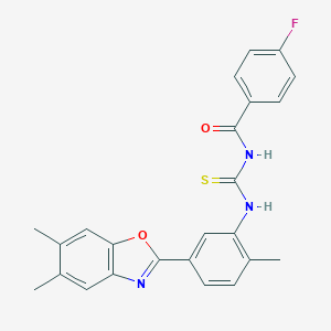 molecular formula C24H20FN3O2S B328569 N-[[5-(5,6-dimethyl-1,3-benzoxazol-2-yl)-2-methylphenyl]carbamothioyl]-4-fluorobenzamide 
