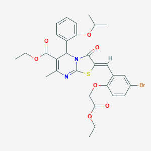 molecular formula C30H31BrN2O7S B328578 ethyl 2-[5-bromo-2-(2-ethoxy-2-oxoethoxy)benzylidene]-5-(2-isopropoxyphenyl)-7-methyl-3-oxo-2,3-dihydro-5H-[1,3]thiazolo[3,2-a]pyrimidine-6-carboxylate 