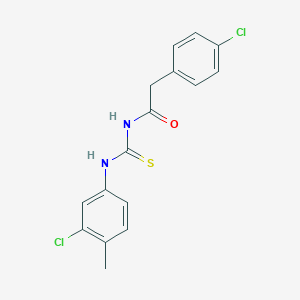 molecular formula C16H14Cl2N2OS B328585 N-[(3-chloro-4-methylphenyl)carbamothioyl]-2-(4-chlorophenyl)acetamide 