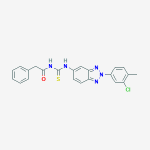 molecular formula C22H18ClN5OS B328589 N-{[2-(3-chloro-4-methylphenyl)-2H-benzotriazol-5-yl]carbamothioyl}-2-phenylacetamide 