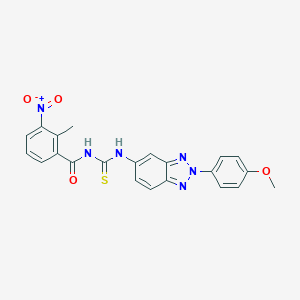 molecular formula C22H18N6O4S B328598 N-{3-nitro-2-methylbenzoyl}-N'-[2-(4-methoxyphenyl)-2H-1,2,3-benzotriazol-5-yl]thiourea 