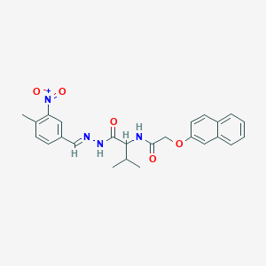 molecular formula C25H26N4O5 B328610 N-{1-[(2-{3-nitro-4-methylbenzylidene}hydrazino)carbonyl]-2-methylpropyl}-2-(2-naphthyloxy)acetamide 