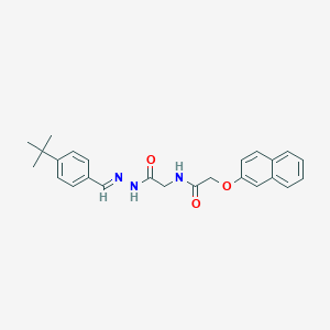 molecular formula C25H27N3O3 B328616 N-{2-[2-(4-tert-butylbenzylidene)hydrazino]-2-oxoethyl}-2-(2-naphthyloxy)acetamide 