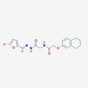 molecular formula C19H20BrN3O4 B328618 N-(2-{(2E)-2-[(5-bromofuran-2-yl)methylidene]hydrazinyl}-2-oxoethyl)-2-(5,6,7,8-tetrahydronaphthalen-2-yloxy)acetamide (non-preferred name) 