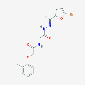 molecular formula C16H16BrN3O4 B328619 N-(2-{(2E)-2-[(5-bromofuran-2-yl)methylidene]hydrazinyl}-2-oxoethyl)-2-(2-methylphenoxy)acetamide (non-preferred name) 