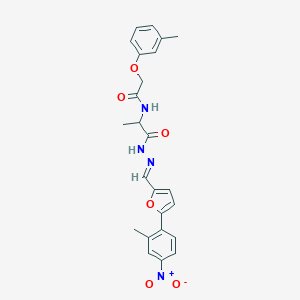 molecular formula C24H24N4O6 B328621 N-(2-{2-[(5-{4-nitro-2-methylphenyl}-2-furyl)methylene]hydrazino}-1-methyl-2-oxoethyl)-2-(3-methylphenoxy)acetamide 