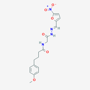 molecular formula C18H20N4O6 B328627 N-{2-[2-({5-nitro-2-furyl}methylene)hydrazino]-2-oxoethyl}-4-(4-methoxyphenyl)butanamide 