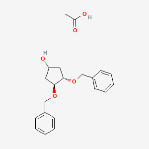molecular formula C21H26O5 B3286299 Acetic acid--(3S,4S)-3,4-bis(benzyloxy)cyclopentan-1-ol (1/1) CAS No. 823792-27-4