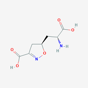 molecular formula C7H10N2O5 B3286331 (R)-5-((R)-2-amino-2-carboxyethyl)-4,5-dihydroisoxazole-3-carboxylic acid CAS No. 824394-11-8