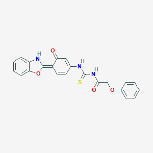 molecular formula C22H17N3O4S B328662 N-[[(4E)-4-(3H-1,3-benzoxazol-2-ylidene)-3-oxocyclohexa-1,5-dien-1-yl]carbamothioyl]-2-phenoxyacetamide 