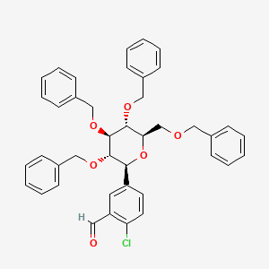2-Chloro-5-((2S,3S,4R,5R,6R)-3,4,5-tris(benzyloxy)-6-((benzyloxy)methyl)tetrahydro-2H-pyran-2-yl)benzaldehyde