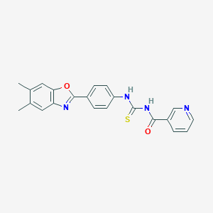molecular formula C22H18N4O2S B328734 N-[4-(5,6-dimethyl-1,3-benzoxazol-2-yl)phenyl]-N'-(3-pyridinylcarbonyl)thiourea 