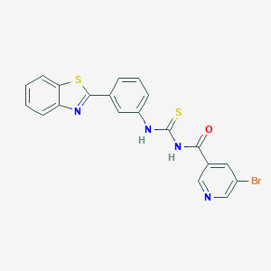 molecular formula C20H13BrN4OS2 B328763 N-[3-(1,3-benzothiazol-2-yl)phenyl]-N'-[(5-bromopyridin-3-yl)carbonyl]thiourea 