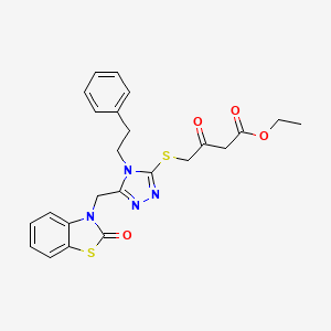 molecular formula C24H24N4O4S2 B3287641 ethyl 3-oxo-4-({5-[(2-oxo-2,3-dihydro-1,3-benzothiazol-3-yl)methyl]-4-(2-phenylethyl)-4H-1,2,4-triazol-3-yl}sulfanyl)butanoate CAS No. 847402-66-8
