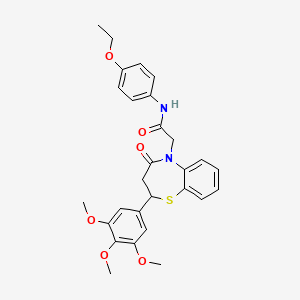 molecular formula C28H30N2O6S B3287661 N-(4-ethoxyphenyl)-2-[4-oxo-2-(3,4,5-trimethoxyphenyl)-2,3,4,5-tetrahydro-1,5-benzothiazepin-5-yl]acetamide CAS No. 847410-52-0