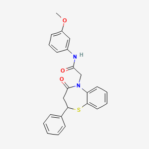 molecular formula C24H22N2O3S B3287680 N-(3-methoxyphenyl)-2-(4-oxo-2-phenyl-2,3,4,5-tetrahydro-1,5-benzothiazepin-5-yl)acetamide CAS No. 847485-99-8