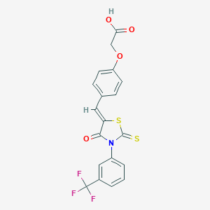 molecular formula C19H12F3NO4S2 B328791 [4-({4-oxo-2-thioxo-3-[3-(trifluoromethyl)phenyl]-1,3-thiazolidin-5-ylidene}methyl)phenoxy]acetic acid 