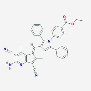 molecular formula C38H29N5O2 B328814 ETHYL 4-(3-{[(5E)-2-AMINO-3,7-DICYANO-4,6-DIMETHYL-5H-CYCLOPENTA[B]PYRIDIN-5-YLIDENE]METHYL}-2,5-DIPHENYL-1H-PYRROL-1-YL)BENZOATE 