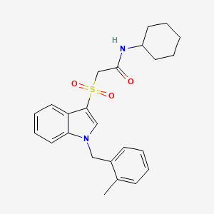 molecular formula C24H28N2O3S B3288177 N-cyclohexyl-2-((1-(2-methylbenzyl)-1H-indol-3-yl)sulfonyl)acetamide CAS No. 850932-89-7