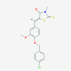 molecular formula C19H16ClNO3S2 B328832 5-{4-[(4-Chlorobenzyl)oxy]-3-methoxybenzylidene}-3-methyl-2-thioxo-1,3-thiazolidin-4-one 