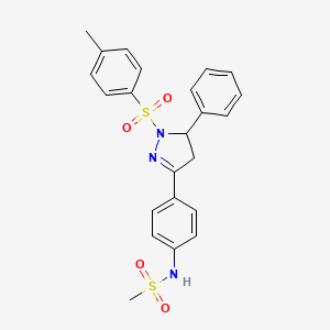 molecular formula C23H23N3O4S2 B3288342 N-(4-(5-phenyl-1-tosyl-4,5-dihydro-1H-pyrazol-3-yl)phenyl)methanesulfonamide CAS No. 851781-32-3