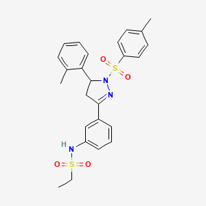 molecular formula C25H27N3O4S2 B3288345 N-(3-(5-(o-tolyl)-1-tosyl-4,5-dihydro-1H-pyrazol-3-yl)phenyl)ethanesulfonamide CAS No. 851783-12-5