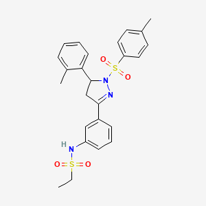 B3288345 N-(3-(5-(o-tolyl)-1-tosyl-4,5-dihydro-1H-pyrazol-3-yl)phenyl)ethanesulfonamide CAS No. 851783-12-5