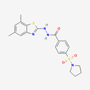 molecular formula C20H22N4O3S2 B3288402 N'-(5,7-dimethylbenzo[d]thiazol-2-yl)-4-(pyrrolidin-1-ylsulfonyl)benzohydrazide CAS No. 851987-53-6