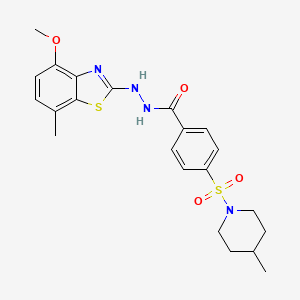 molecular formula C22H26N4O4S2 B3288416 N'-(4-methoxy-7-methylbenzo[d]thiazol-2-yl)-4-((4-methylpiperidin-1-yl)sulfonyl)benzohydrazide CAS No. 851987-85-4