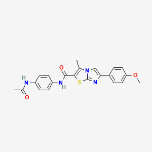 molecular formula C22H20N4O3S B3288465 N-(4-acetamidophenyl)-6-(4-methoxyphenyl)-3-methylimidazo[2,1-b][1,3]thiazole-2-carboxamide CAS No. 852135-16-1