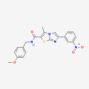 molecular formula C21H18N4O4S B3288479 N-[(4-methoxyphenyl)methyl]-3-methyl-6-(3-nitrophenyl)imidazo[2,1-b][1,3]thiazole-2-carboxamide CAS No. 852135-67-2